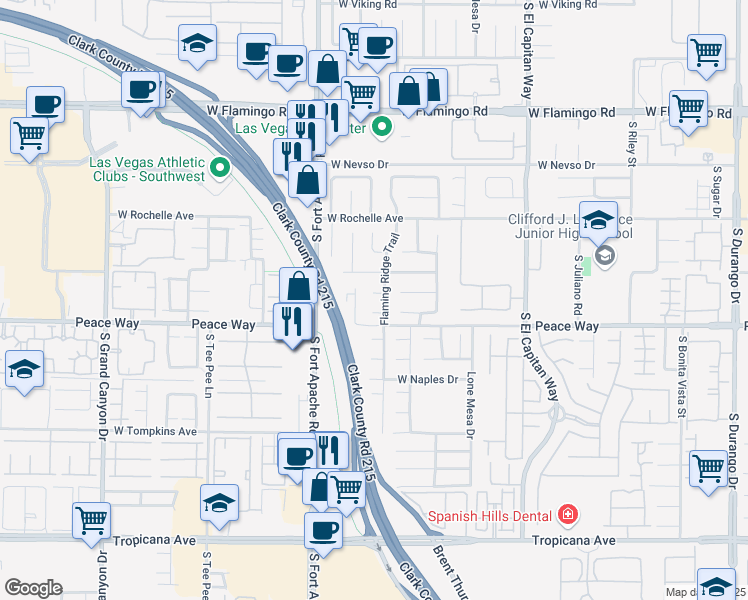 map of restaurants, bars, coffee shops, grocery stores, and more near in Las Vegas