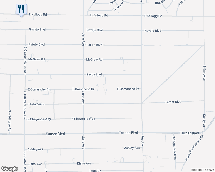 map of restaurants, bars, coffee shops, grocery stores, and more near 4700 East Comanche Drive in Pahrump