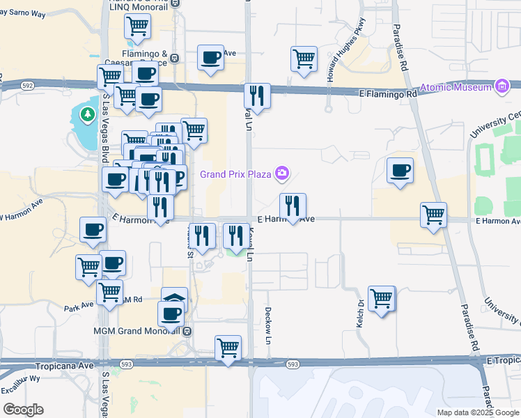 map of restaurants, bars, coffee shops, grocery stores, and more near in Paradise