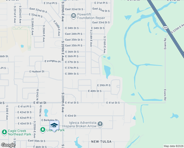 map of restaurants, bars, coffee shops, grocery stores, and more near 21293 East 39th Street South in Broken Arrow