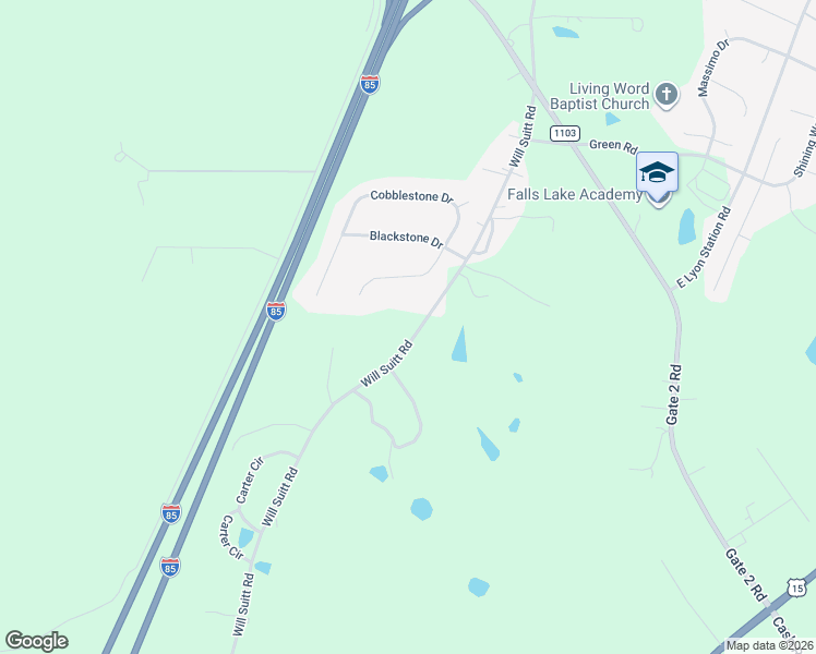 map of restaurants, bars, coffee shops, grocery stores, and more near 1753-1791 Will Suitt Road in Creedmoor