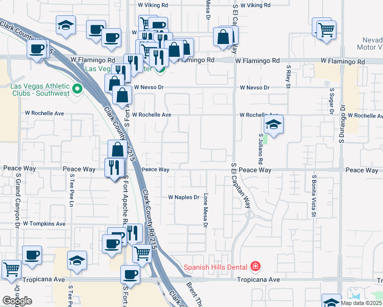 map of restaurants, bars, coffee shops, grocery stores, and more near 4488 Summers Shade Street in Las Vegas
