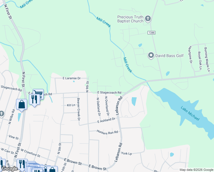 map of restaurants, bars, coffee shops, grocery stores, and more near 436 Reinsman Court in Mebane