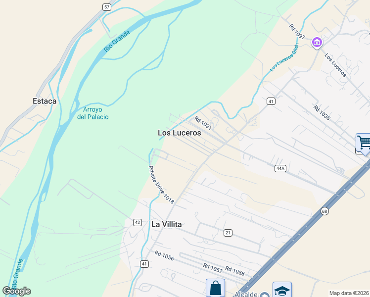 map of restaurants, bars, coffee shops, grocery stores, and more near 1025 in Ohkay Owingeh