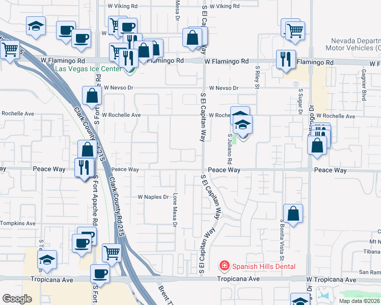 map of restaurants, bars, coffee shops, grocery stores, and more near 9037 Alpine Peaks Avenue in Las Vegas