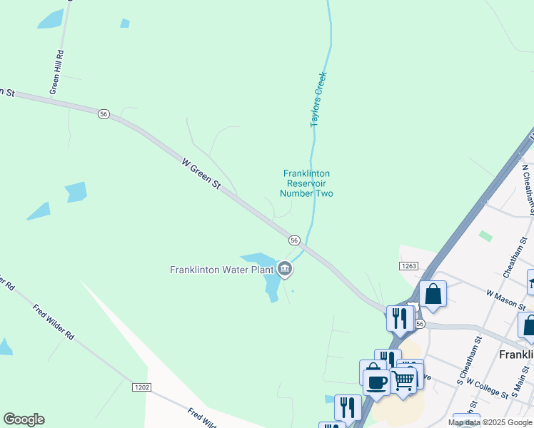 map of restaurants, bars, coffee shops, grocery stores, and more near 15 Sterling Drive in Franklinton