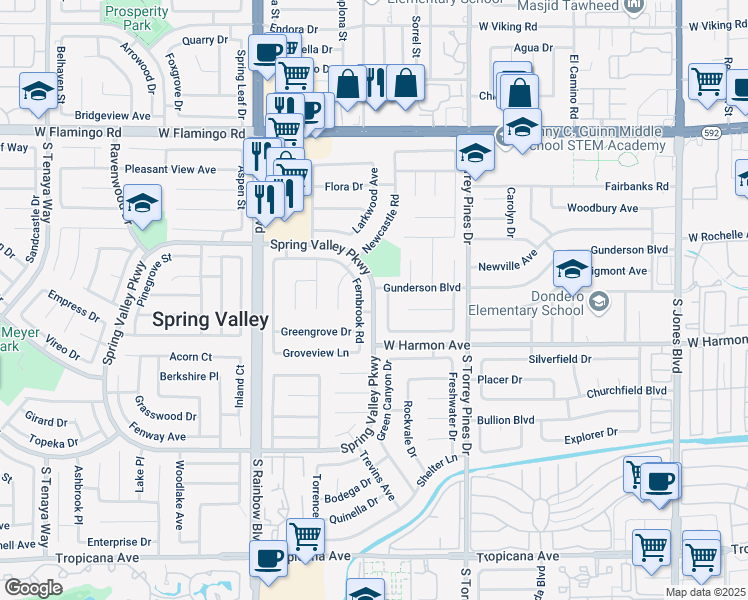 map of restaurants, bars, coffee shops, grocery stores, and more near 4449 Tennyson Drive in Las Vegas