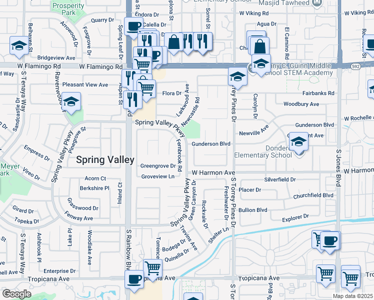 map of restaurants, bars, coffee shops, grocery stores, and more near 4449 Tennyson Drive in Las Vegas