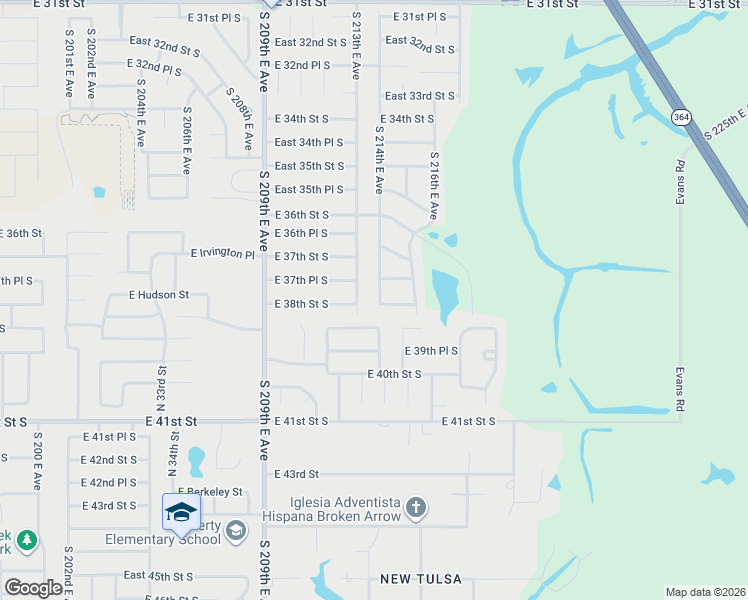 map of restaurants, bars, coffee shops, grocery stores, and more near 21293 East 39th Street South in Broken Arrow