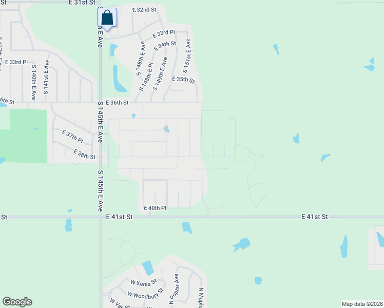 map of restaurants, bars, coffee shops, grocery stores, and more near 3738 South 151st East Avenue in Tulsa