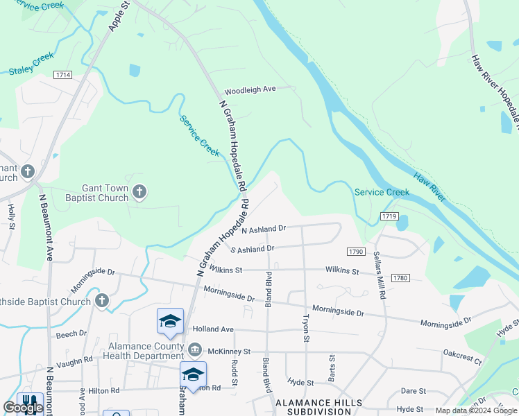 map of restaurants, bars, coffee shops, grocery stores, and more near 827 Tom Barnwell Trail in Burlington