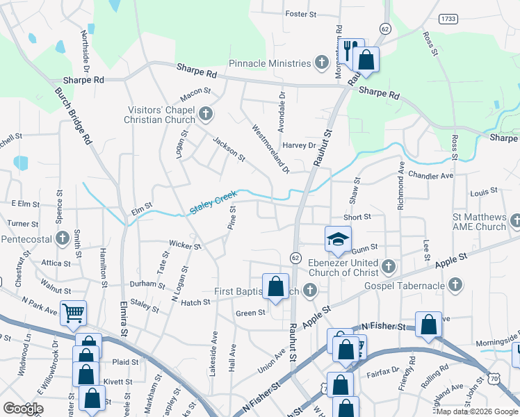 map of restaurants, bars, coffee shops, grocery stores, and more near 1016 Hill Street in Burlington