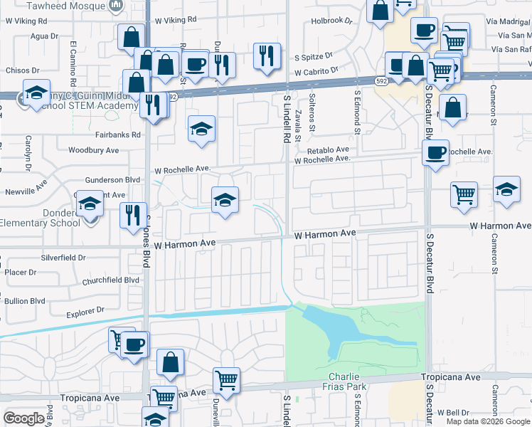 map of restaurants, bars, coffee shops, grocery stores, and more near 5570-5698 Tosha in Las Vegas