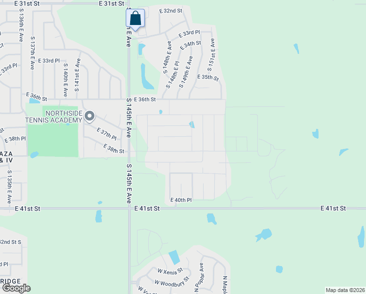 map of restaurants, bars, coffee shops, grocery stores, and more near 14852 East 37th Place in Tulsa