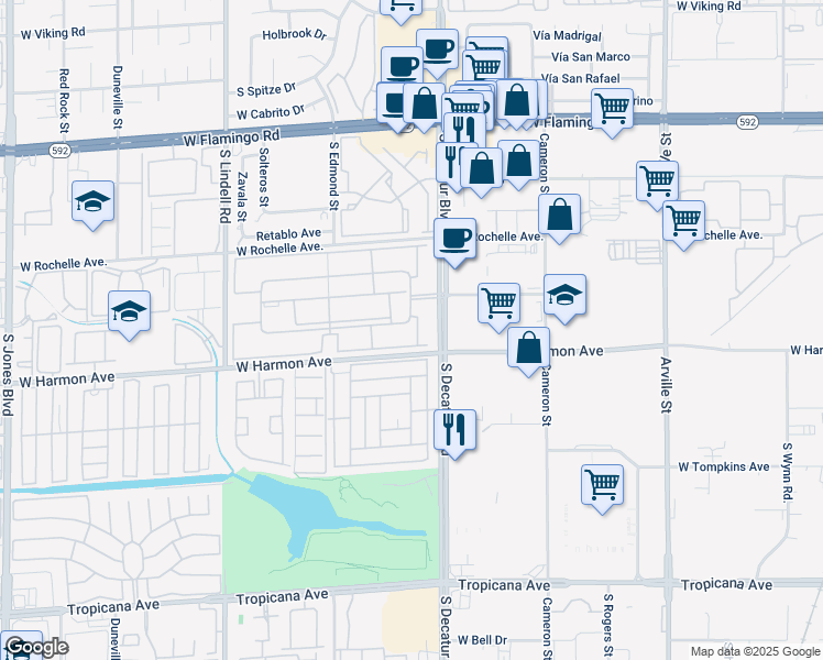 map of restaurants, bars, coffee shops, grocery stores, and more near 5161 River Glen Drive in Las Vegas