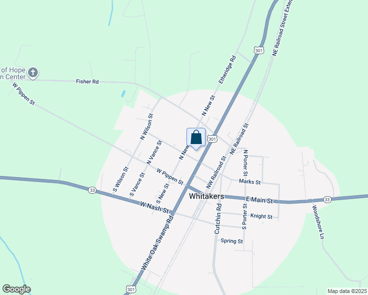 map of restaurants, bars, coffee shops, grocery stores, and more near 302 West Edgecombe Street in Whitakers