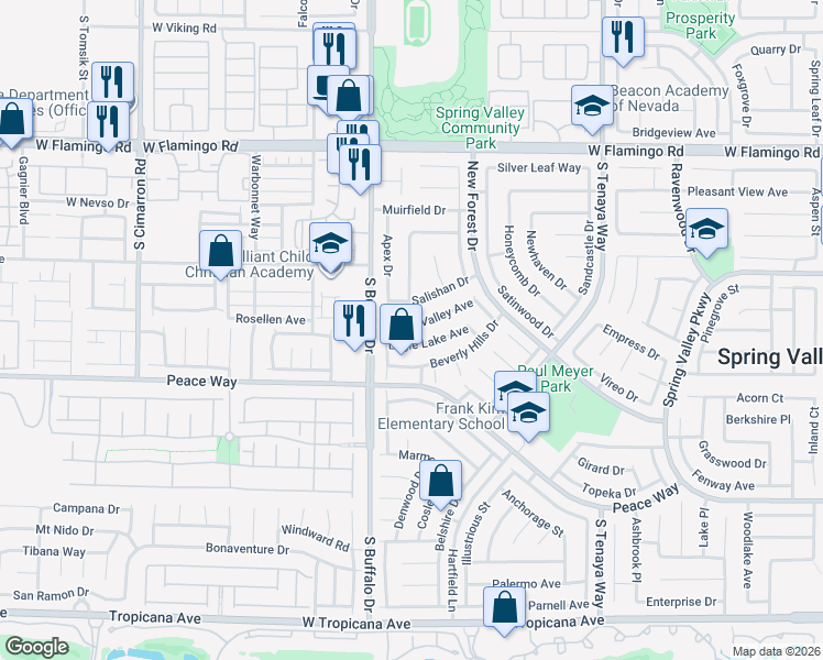 map of restaurants, bars, coffee shops, grocery stores, and more near 7735 Little Valley Avenue in Las Vegas
