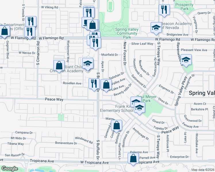 map of restaurants, bars, coffee shops, grocery stores, and more near 7743 Little Valley Avenue in Las Vegas