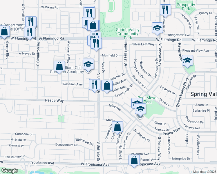 map of restaurants, bars, coffee shops, grocery stores, and more near 7743 Little Valley Avenue in Las Vegas