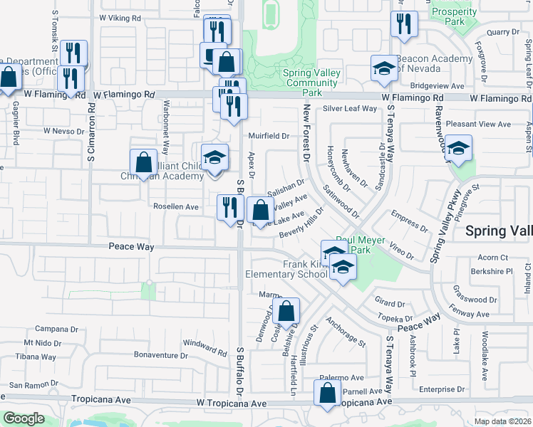 map of restaurants, bars, coffee shops, grocery stores, and more near 7735 Little Valley Avenue in Las Vegas
