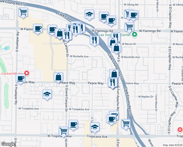 map of restaurants, bars, coffee shops, grocery stores, and more near 9614 Orchard Oasis Court in Las Vegas