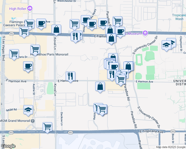 map of restaurants, bars, coffee shops, grocery stores, and more near 4299 Charlotte Drive in Las Vegas