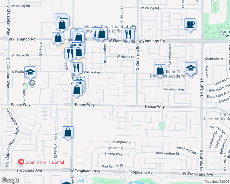 map of restaurants, bars, coffee shops, grocery stores, and more near 8113 West Rochelle Avenue in Las Vegas