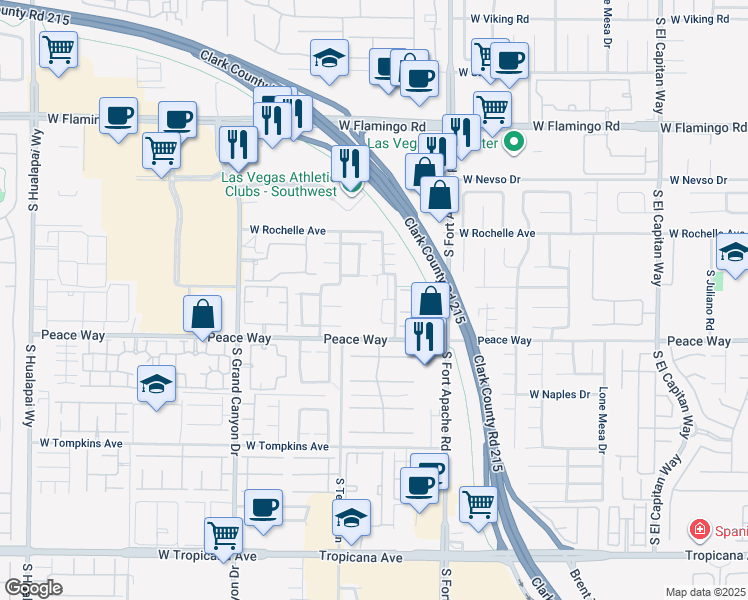 map of restaurants, bars, coffee shops, grocery stores, and more near 9553 Blyth Rock Avenue in Las Vegas