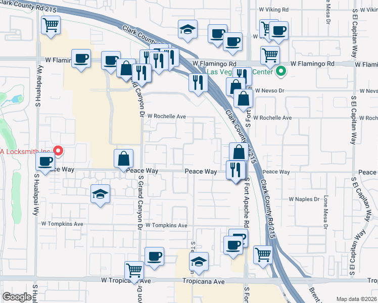 map of restaurants, bars, coffee shops, grocery stores, and more near 9620 Blyth Rock Avenue in Las Vegas