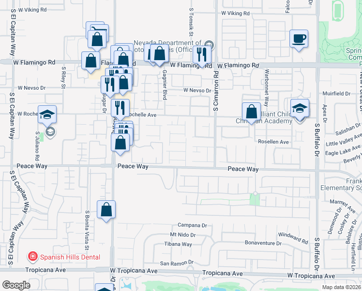 map of restaurants, bars, coffee shops, grocery stores, and more near 8113 West Rochelle Avenue in Las Vegas