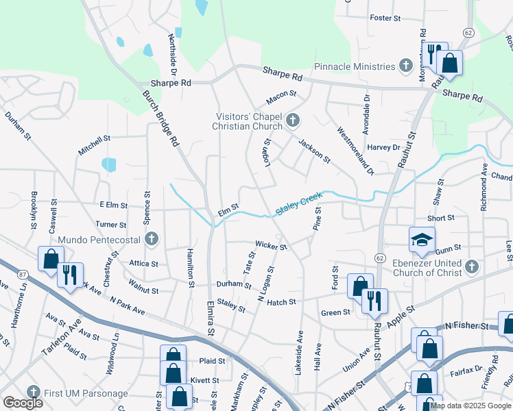 map of restaurants, bars, coffee shops, grocery stores, and more near 641 Hancock Street in Burlington