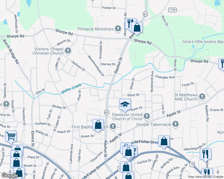 map of restaurants, bars, coffee shops, grocery stores, and more near 1020-1022 Rauhut Street in Burlington