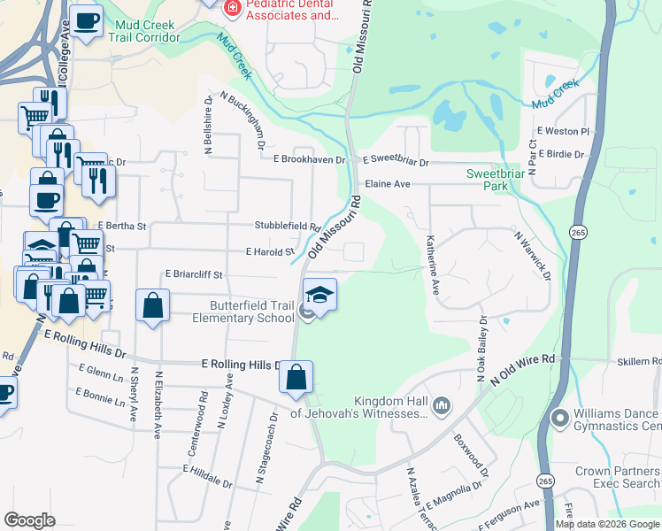 map of restaurants, bars, coffee shops, grocery stores, and more near 2045 Flint Creek Drive in Fayetteville