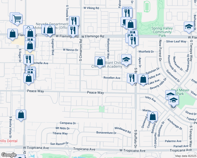 map of restaurants, bars, coffee shops, grocery stores, and more near 4404 Elk Point Circle in Las Vegas
