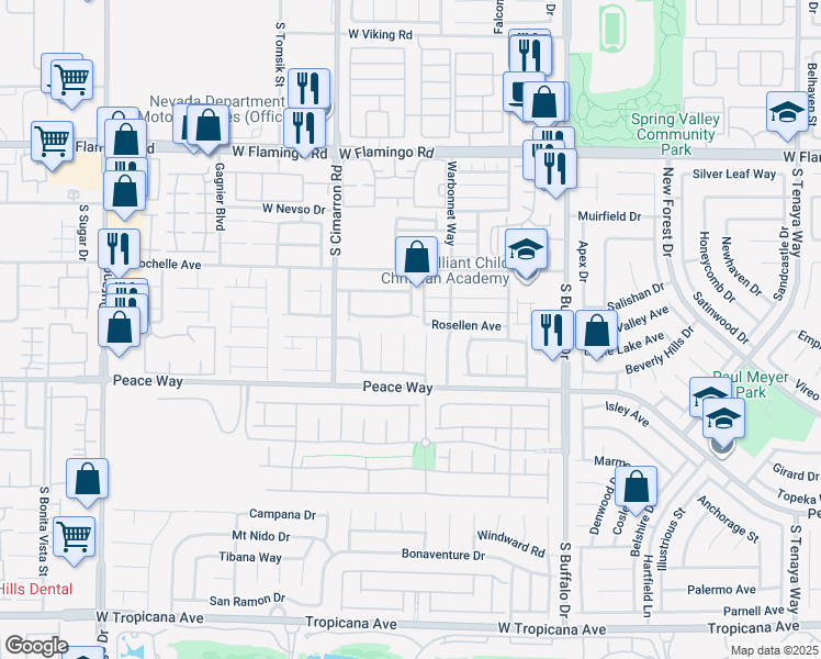 map of restaurants, bars, coffee shops, grocery stores, and more near 4404 Elk Point Circle in Las Vegas