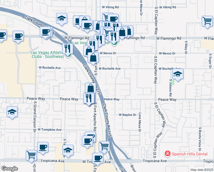 map of restaurants, bars, coffee shops, grocery stores, and more near 4386 Summer Leaf Street in Las Vegas