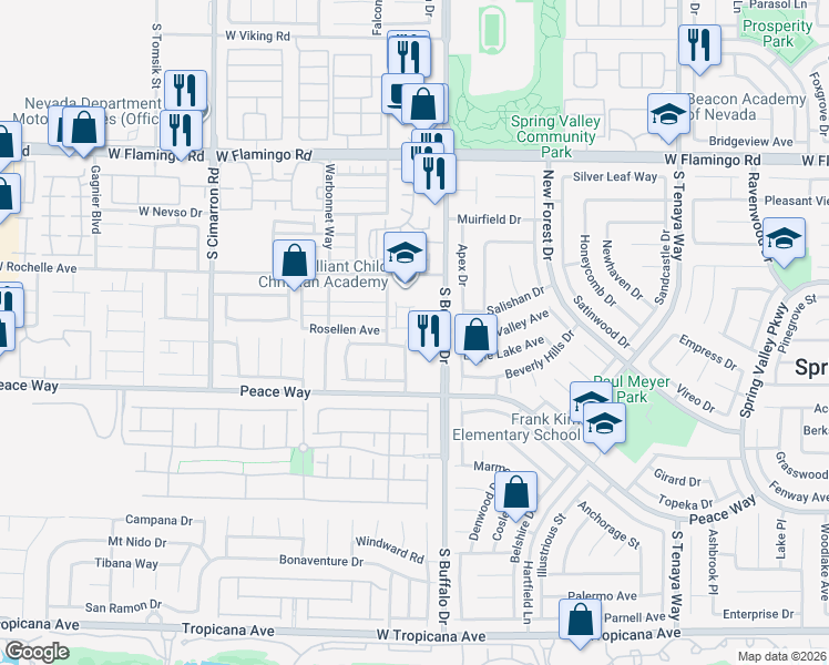 map of restaurants, bars, coffee shops, grocery stores, and more near 7853 Treasure Ship Avenue in Las Vegas
