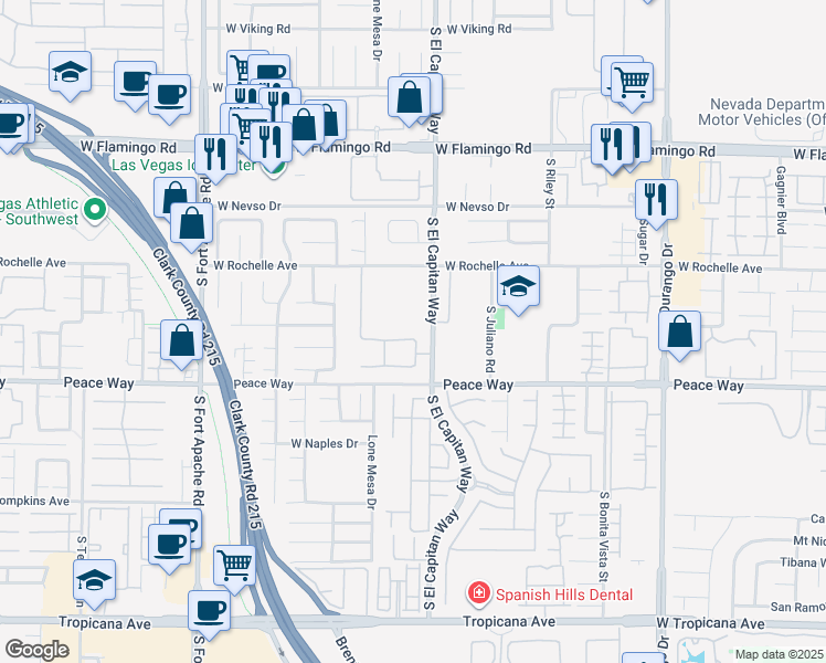 map of restaurants, bars, coffee shops, grocery stores, and more near 9024 Alpine Peaks Avenue in Las Vegas