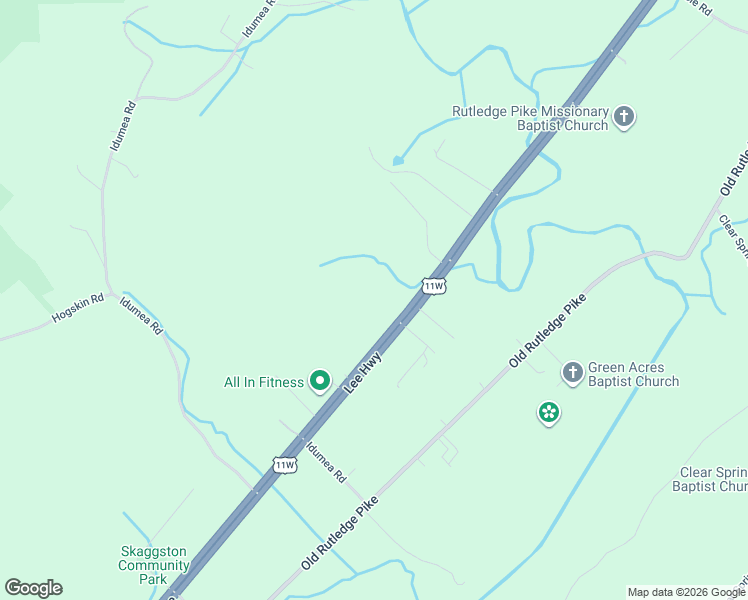 map of restaurants, bars, coffee shops, grocery stores, and more near 10109 Tennessee 1 in Corryton