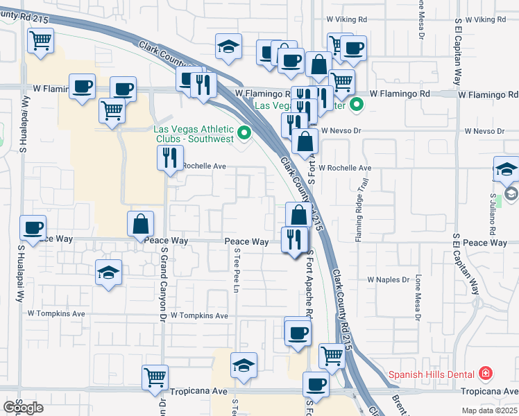 map of restaurants, bars, coffee shops, grocery stores, and more near 9553 Blyth Rock Avenue in Las Vegas