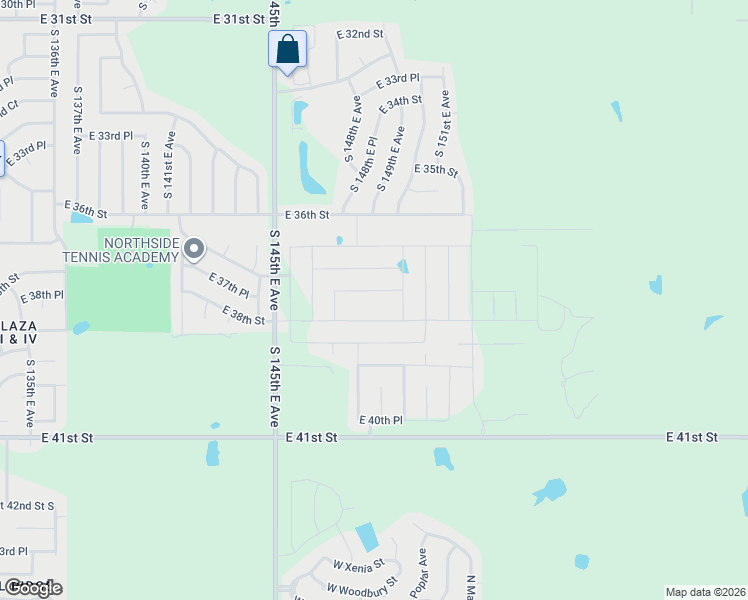 map of restaurants, bars, coffee shops, grocery stores, and more near 14852 East 37th Place in Tulsa