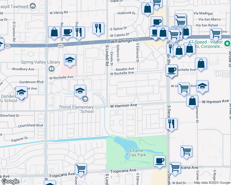 map of restaurants, bars, coffee shops, grocery stores, and more near 4431 Alexis Drive in Las Vegas