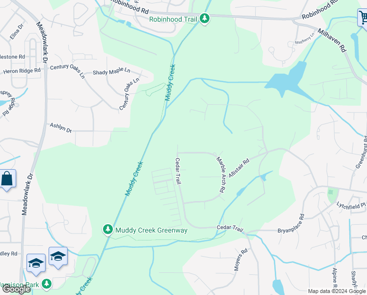 map of restaurants, bars, coffee shops, grocery stores, and more near 5061 Marble Arch Road in Winston-Salem