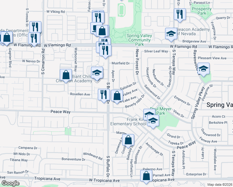 map of restaurants, bars, coffee shops, grocery stores, and more near 7758 Little Valley Avenue in Las Vegas