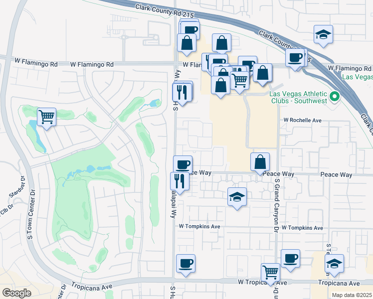 map of restaurants, bars, coffee shops, grocery stores, and more near 4450 South Hualapai Way in Las Vegas