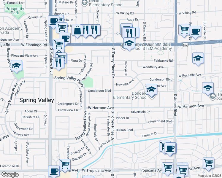 map of restaurants, bars, coffee shops, grocery stores, and more near 4372 Cranbrook Circle in Las Vegas