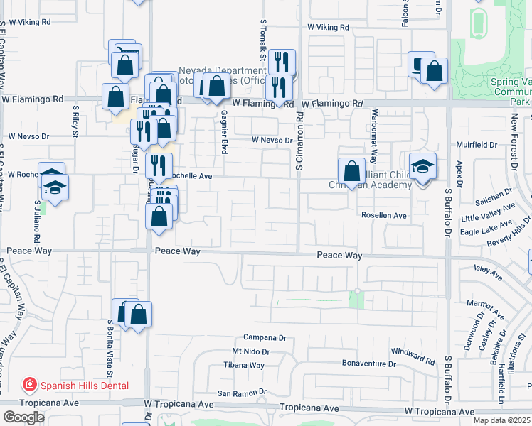 map of restaurants, bars, coffee shops, grocery stores, and more near 8293 Cedar Leaf Dr in Las Vegas