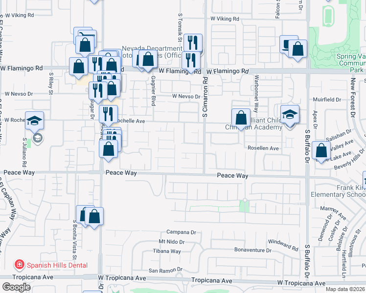 map of restaurants, bars, coffee shops, grocery stores, and more near 8287 Cedar Leaf Drive in Las Vegas