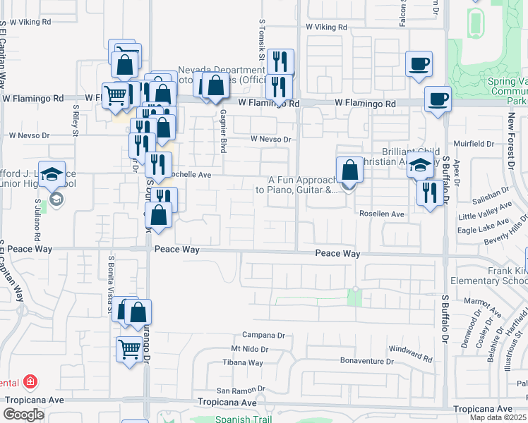 map of restaurants, bars, coffee shops, grocery stores, and more near 8293 Cedar Leaf Drive in Las Vegas