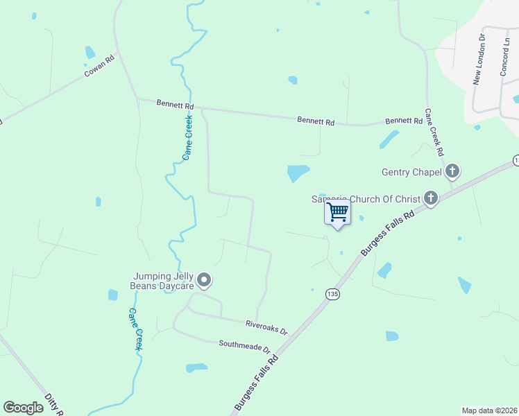 map of restaurants, bars, coffee shops, grocery stores, and more near 3527 Brookstone Drive in Cookeville